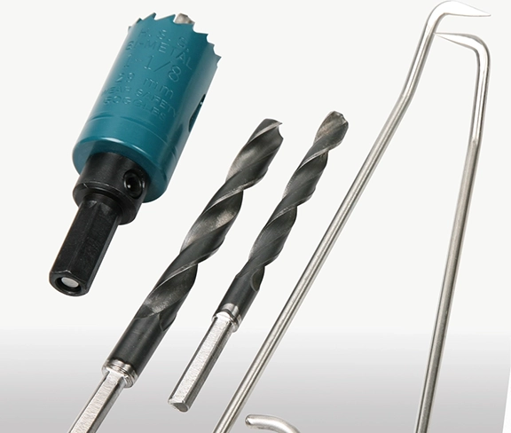 Tool set for use with latch and deadbolt breaks