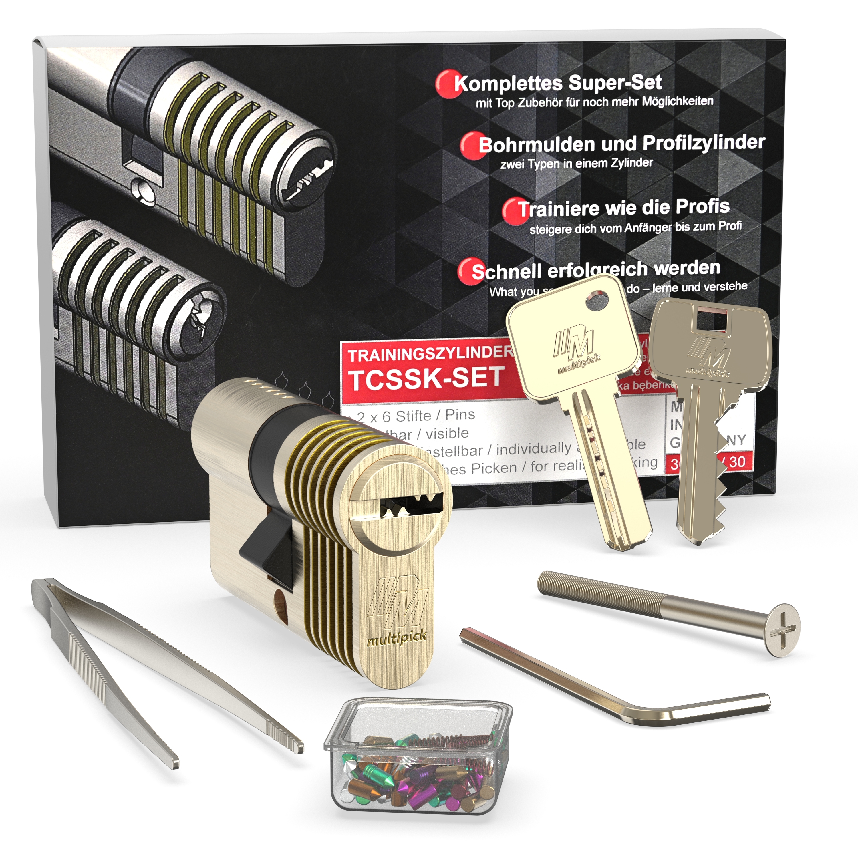 6-pin Dimple/Euro profile combi training lock set