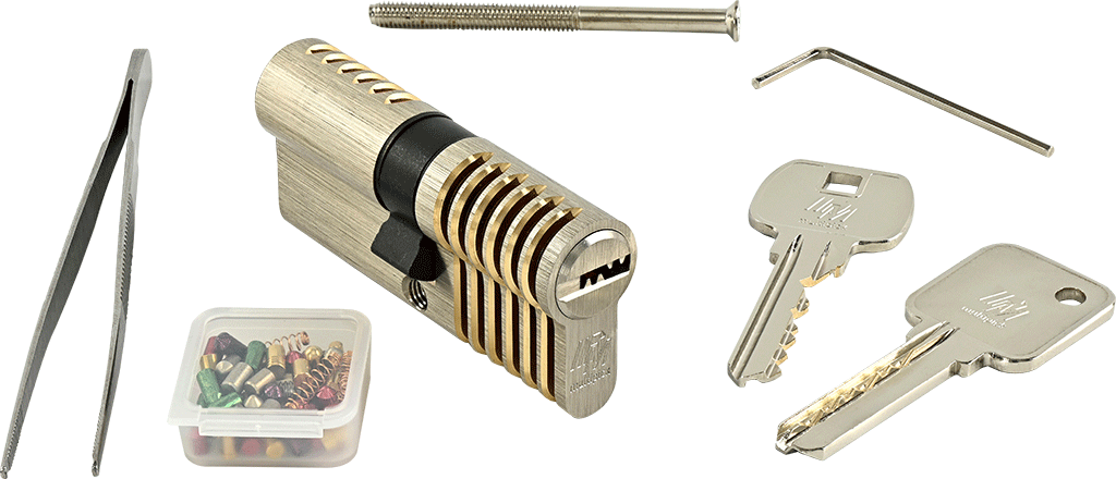 6-pin Dimple/Euro profile combi training lock set