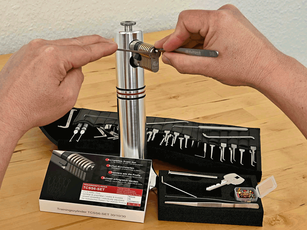 6-pin Dimple/Euro profile combi training lock set