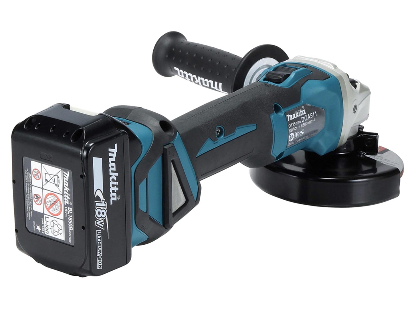 Makita DGA511Z - Miniamoladora angular, incl. cargador y 2 baterías
