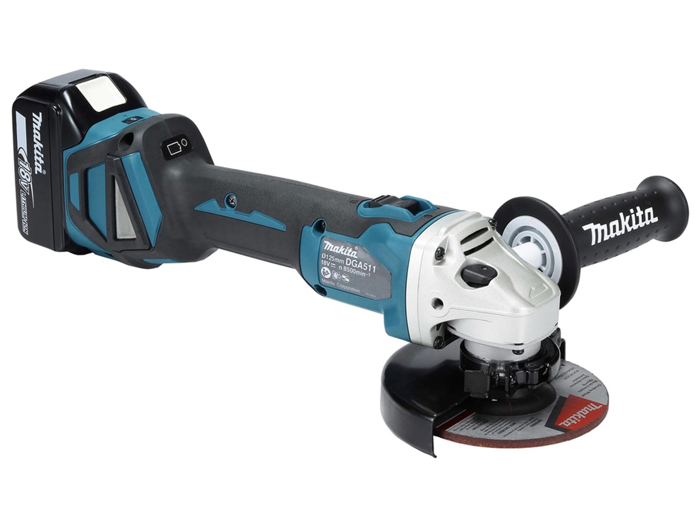 Makita DGA511Z - Miniamoladora angular, incl. cargador y 2 baterías