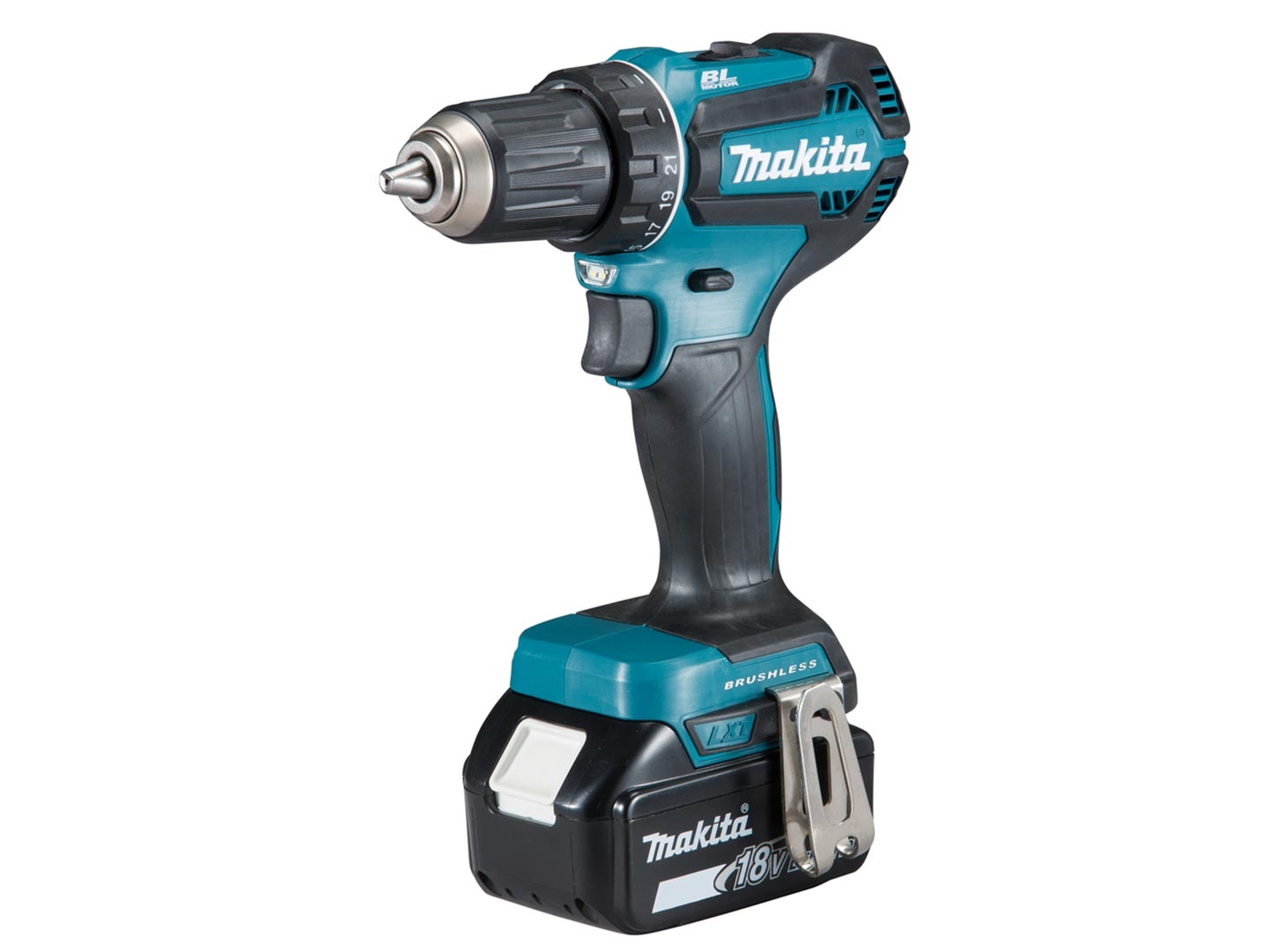 Makita cordless drill driver DDF485 with charger and 2 batteries