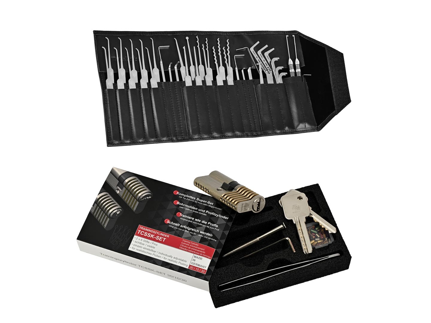 Multipick ELITE 39 „Lock Noob’s“ & Set de cerradura de práctica combinada serreta /multipuntos - 6 pernos