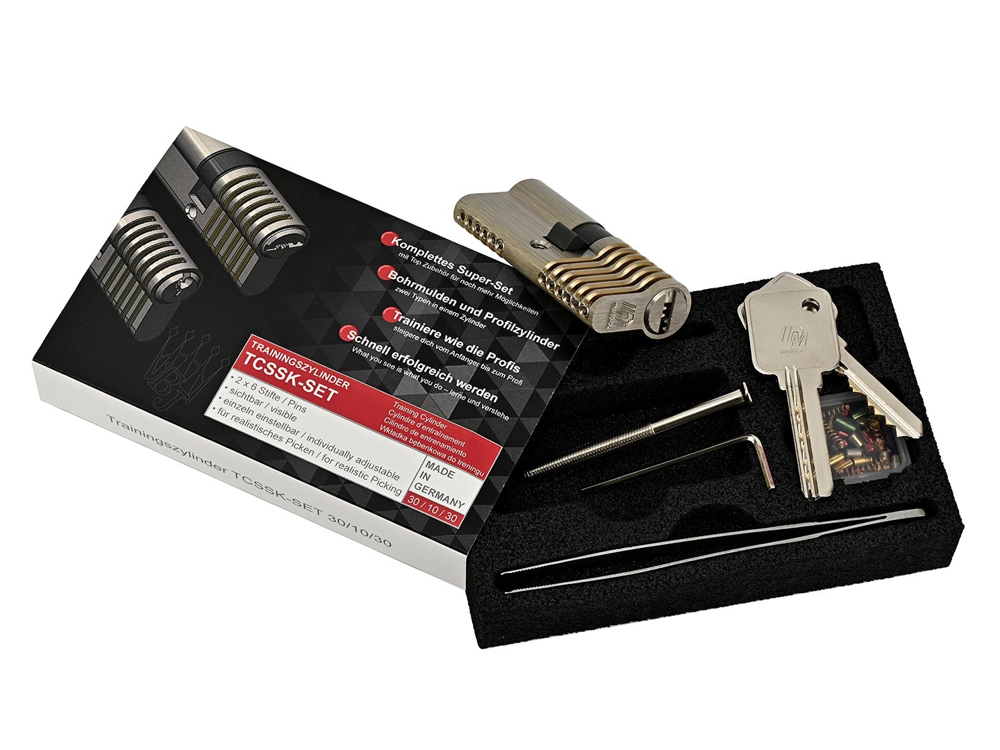 Multipick ELITE 39 « Lock Noob’s » & Cylindre d’entraînement Combi - haute sécurité / profil euro - 6 goupilles